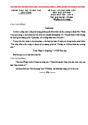 Đề giao lưu học sinh giỏi môn Ngữ văn Lớp 8 - Năm học 2019-2020 - Phòng giáo dục và đào tạo Cẩm Giàng (Có đáp án)